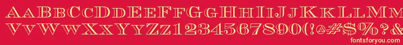 CurrencyoutlineRegular Font – Yellow Fonts on Red Background