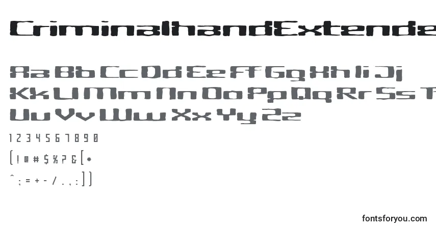 Шрифт CriminalhandExtended – алфавит, цифры, специальные символы