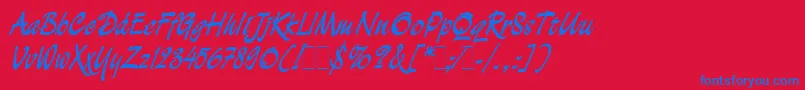 DemianBoldLetPlain.1.0-fontti – siniset fontit punaisella taustalla