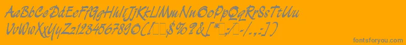 DemianBoldLetPlain.1.0-Schriftart – Graue Schriften auf orangefarbenem Hintergrund