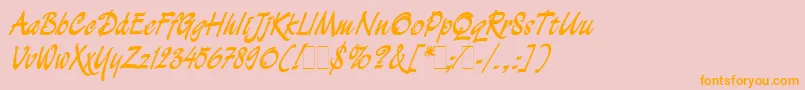DemianBoldLetPlain.1.0 Font – Orange Fonts on Pink Background