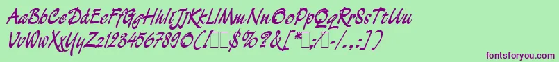 DemianBoldLetPlain.1.0 Font – Purple Fonts on Green Background