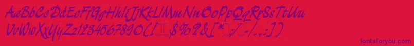 DemianBoldLetPlain.1.0フォントについての詳細 フォントDemianBoldLetPlain.1.0 – 赤い背景に紫のフォント