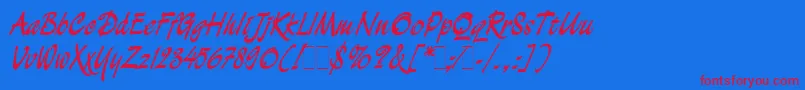 DemianBoldLetPlain.1.0 Font – Red Fonts on Blue Background