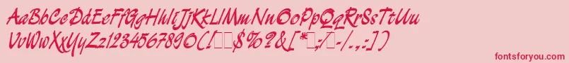DemianBoldLetPlain.1.0 Font – Red Fonts on Pink Background