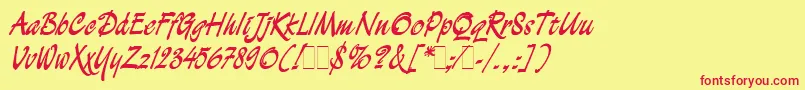 DemianBoldLetPlain.1.0 Font – Red Fonts on Yellow Background