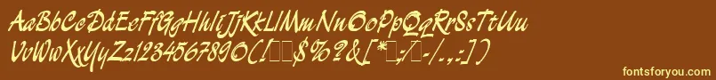 DemianBoldLetPlain.1.0 Font – Yellow Fonts on Brown Background