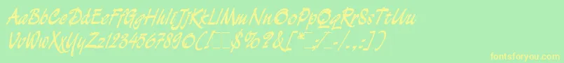 DemianBoldLetPlain.1.0 Font – Yellow Fonts on Green Background