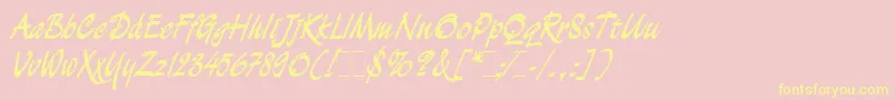 DemianBoldLetPlain.1.0-Schriftart – Gelbe Schriften auf rosa Hintergrund