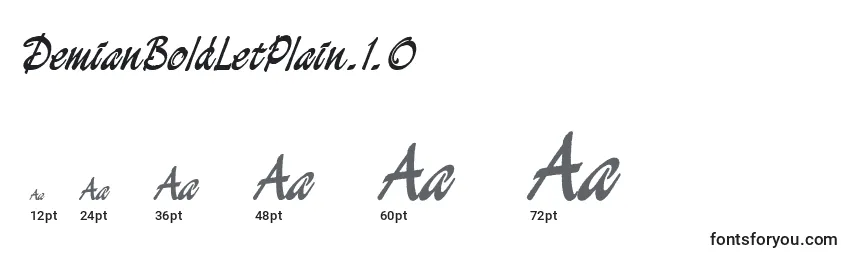 Размеры шрифта DemianBoldLetPlain.1.0