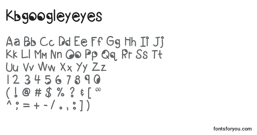 Czcionka Kbgoogleyeyes – alfabet, cyfry, specjalne znaki