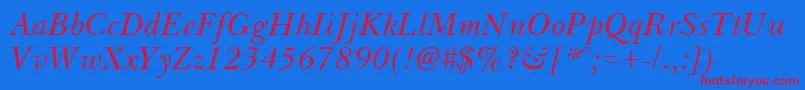 BassetItalic Font – Red Fonts on Blue Background