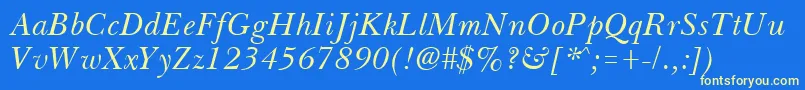 フォントBassetItalic – 黄色の文字、青い背景