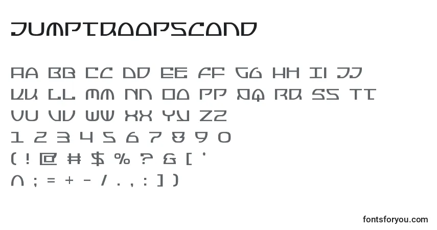 Schriftart Jumptroopscond – Alphabet, Zahlen, spezielle Symbole