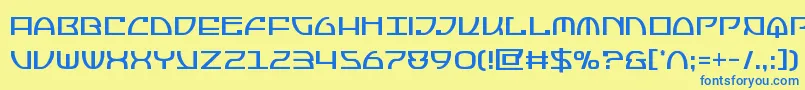 フォントJumptroopscond – 青い文字が黄色の背景にあります。