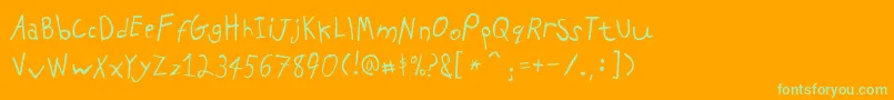 PfkidsAgefive-Schriftart – Grüne Schriften auf orangefarbenem Hintergrund