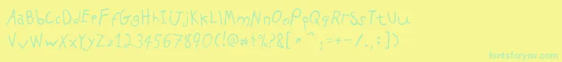PfkidsAgefive-Schriftart – Grüne Schriften auf gelbem Hintergrund