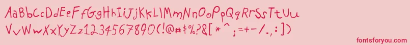 PfkidsAgefive-Schriftart – Rote Schriften auf rosa Hintergrund