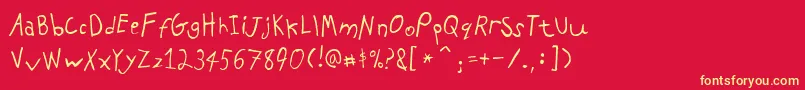 フォントPfkidsAgefive – 黄色の文字、赤い背景