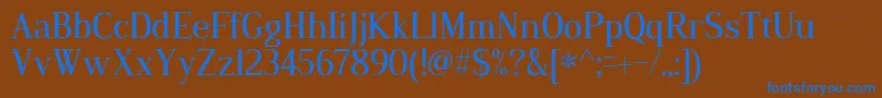 DustismoRoman-Schriftart – Blaue Schriften auf braunem Hintergrund