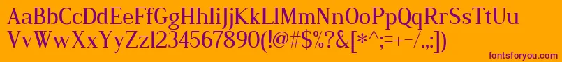 DustismoRoman Font – Purple Fonts on Orange Background
