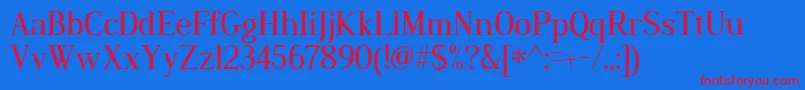 DustismoRoman Font – Red Fonts on Blue Background