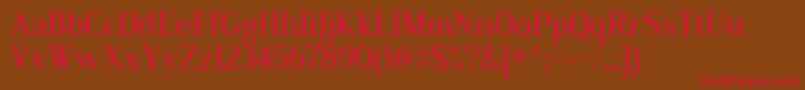 フォントDustismoRoman – 赤い文字が茶色の背景にあります。