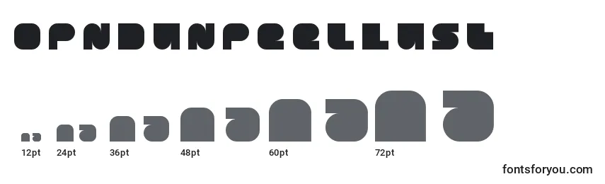 Размеры шрифта OpnDunpeelLust
