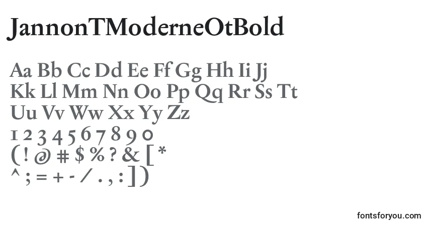 Czcionka JannonTModerneOtBold – alfabet, cyfry, specjalne znaki