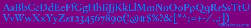 JannonTModerneOtBold-Schriftart – Blaue Schriften auf violettem Hintergrund