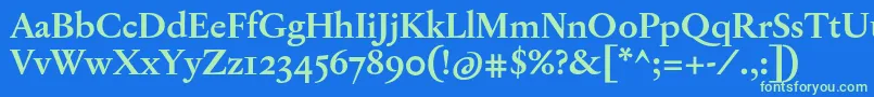 JannonTModerneOtBold Font – Green Fonts on Blue Background