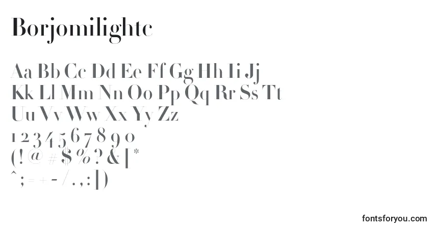 Шрифт Borjomilightc – алфавит, цифры, специальные символы
