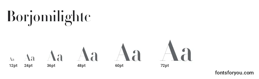 Размеры шрифта Borjomilightc