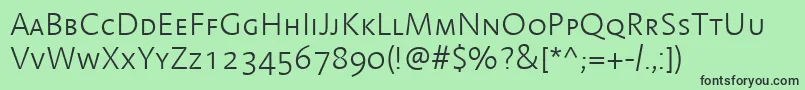LinotypeAromaLightSc-Schriftart – Schwarze Schriften auf grünem Hintergrund