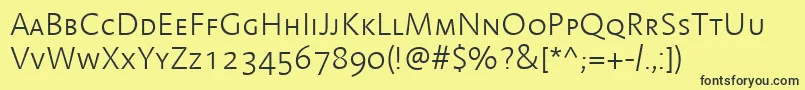 LinotypeAromaLightSc-Schriftart – Schwarze Schriften auf gelbem Hintergrund
