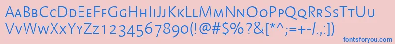 LinotypeAromaLightSc-Schriftart – Blaue Schriften auf rosa Hintergrund