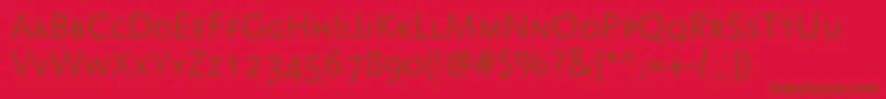 LinotypeAromaLightSc-fontti – ruskeat fontit punaisella taustalla