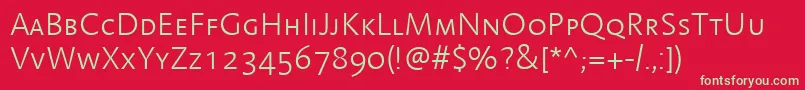 LinotypeAromaLightSc Font – Green Fonts on Red Background