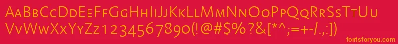 LinotypeAromaLightSc Font – Orange Fonts on Red Background