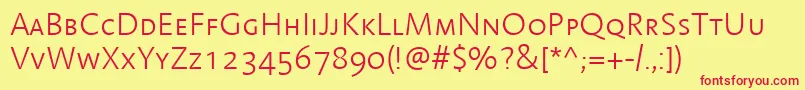 LinotypeAromaLightSc Font – Red Fonts on Yellow Background