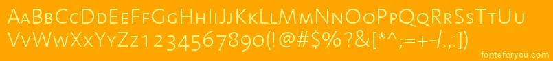 LinotypeAromaLightSc Font – Yellow Fonts on Orange Background