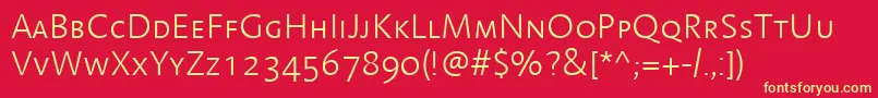 LinotypeAromaLightSc Font – Yellow Fonts on Red Background