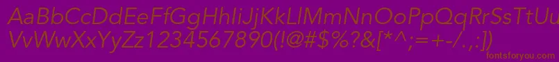 AvenirltstdBookoblique Font – Brown Fonts on Purple Background