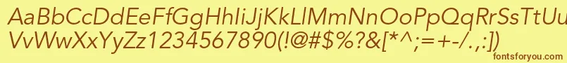 AvenirltstdBookoblique Font – Brown Fonts on Yellow Background