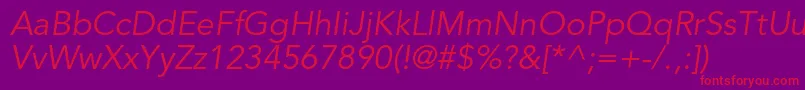 フォントAvenirltstdBookoblique – 紫の背景に赤い文字