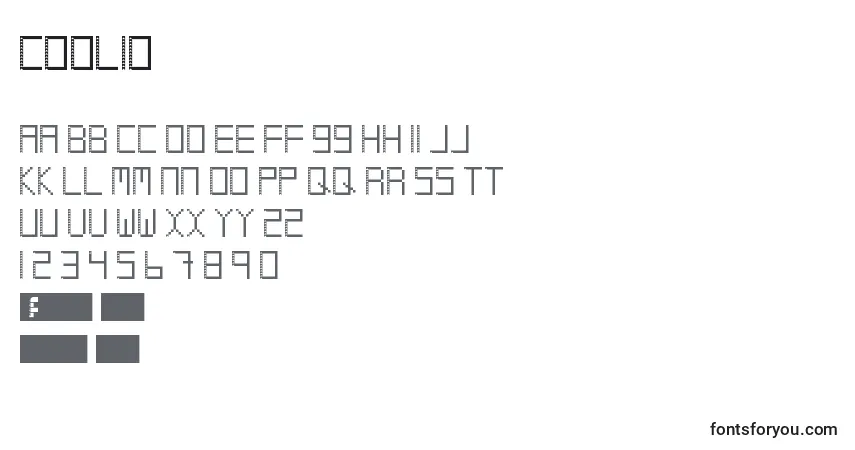 A fonte Coolio – alfabeto, números, caracteres especiais