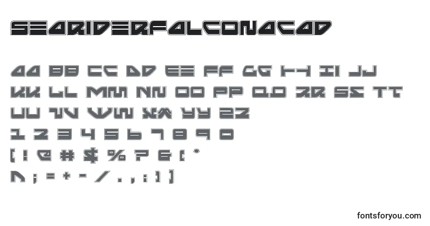 Schriftart Seariderfalconacad – Alphabet, Zahlen, spezielle Symbole