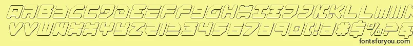 Omega33DItalic Font – Black Fonts on Yellow Background