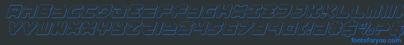 フォントOmega33DItalic – 黒い背景に青い文字