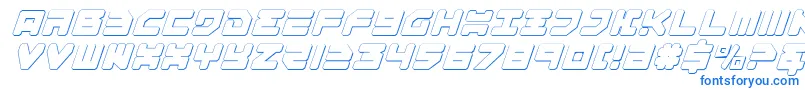 フォントOmega33DItalic – 青いフォント